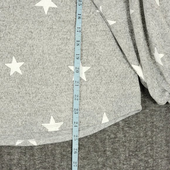 Moda Sweater Womens M Gray All Over Stars Print Pullover 3/4 Balloon Sleeve - Picture 3 of 8